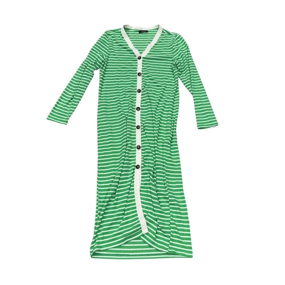 70. Elegant Green Striped Women’s  Maxi Dress Size XL